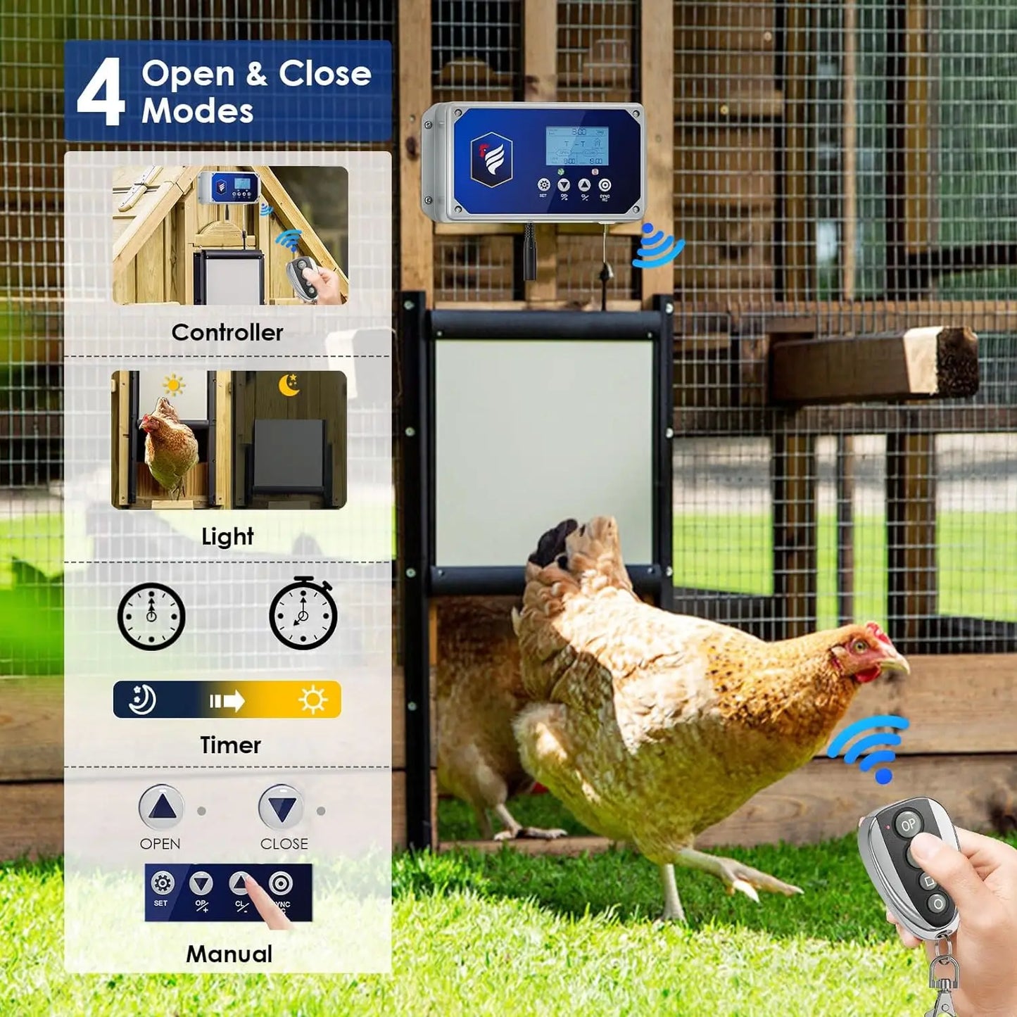 Porta automatica per pollaio con telecomando